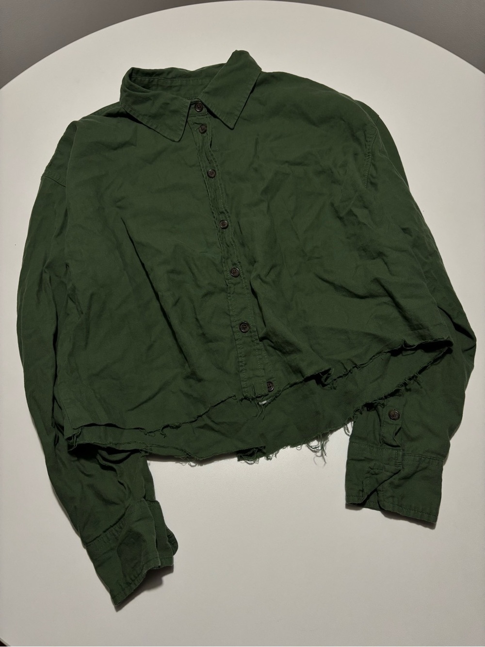 Universal Thread Forest Green Button Up Cotton Crop Top